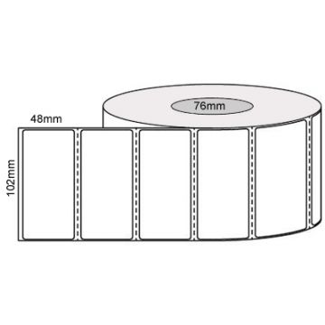 102mm x 48mm White Direct Thermal Perforated Labels